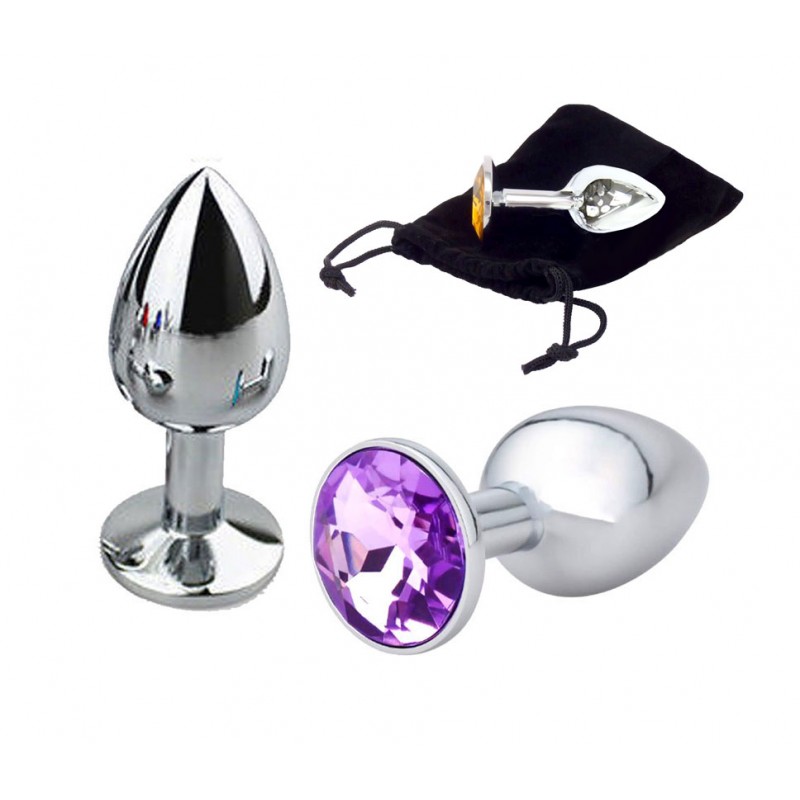 Adora Silver Jewel Princess Butt Plug - Purple - Small